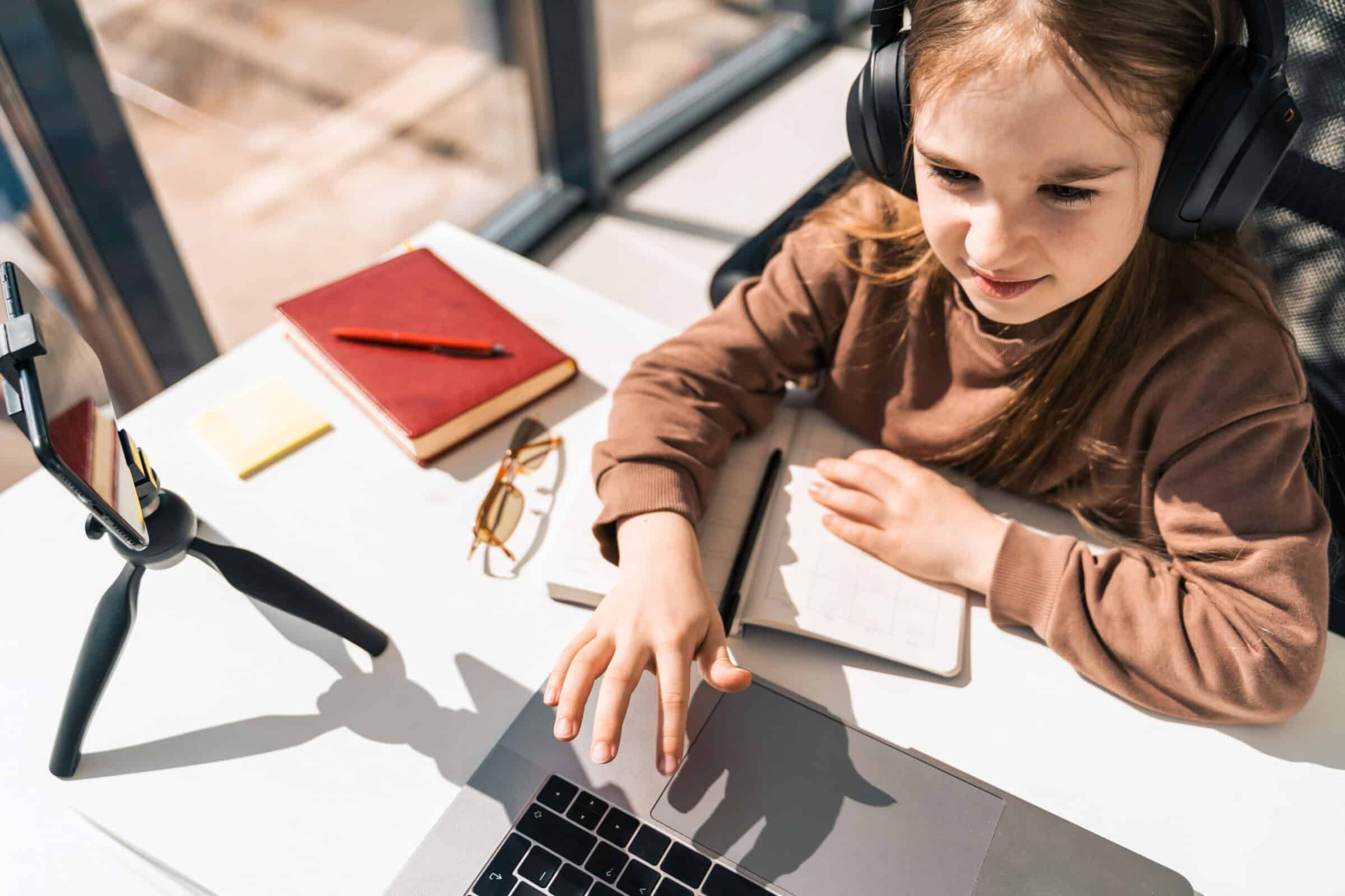 school girl using secure cloud