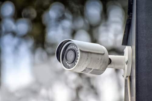 Outdoor security camera in a school